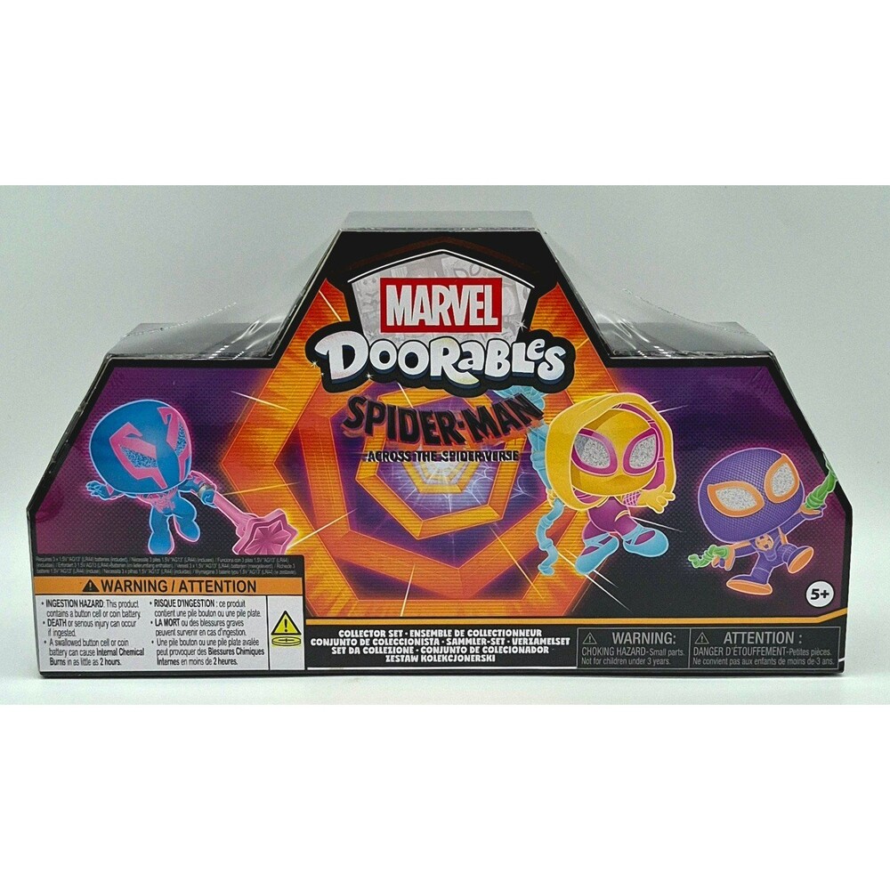 Marvel Doorables Spider-Man Across the Spider-Verse 3 Figure Neon Glow Set